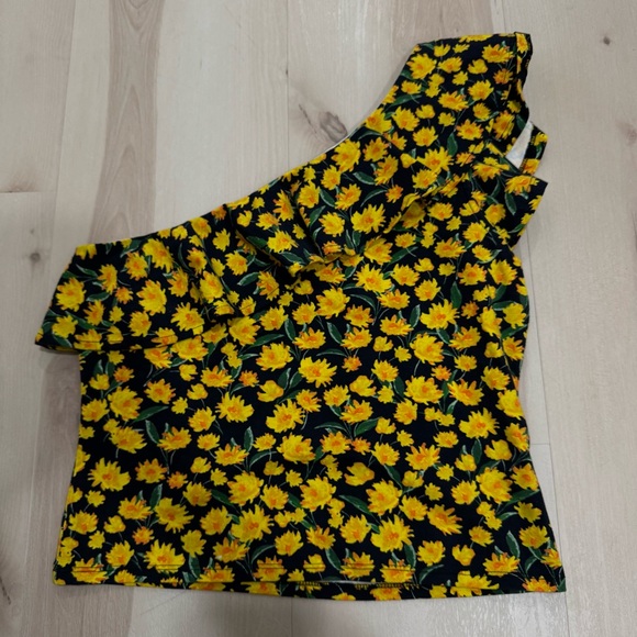 NWT Anthropologie Maeve One-Shoulder Ruffled Floral Top Women's Medium - Picture 6 of 13